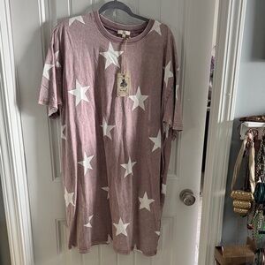 Star-Patterned Mauve Dress
